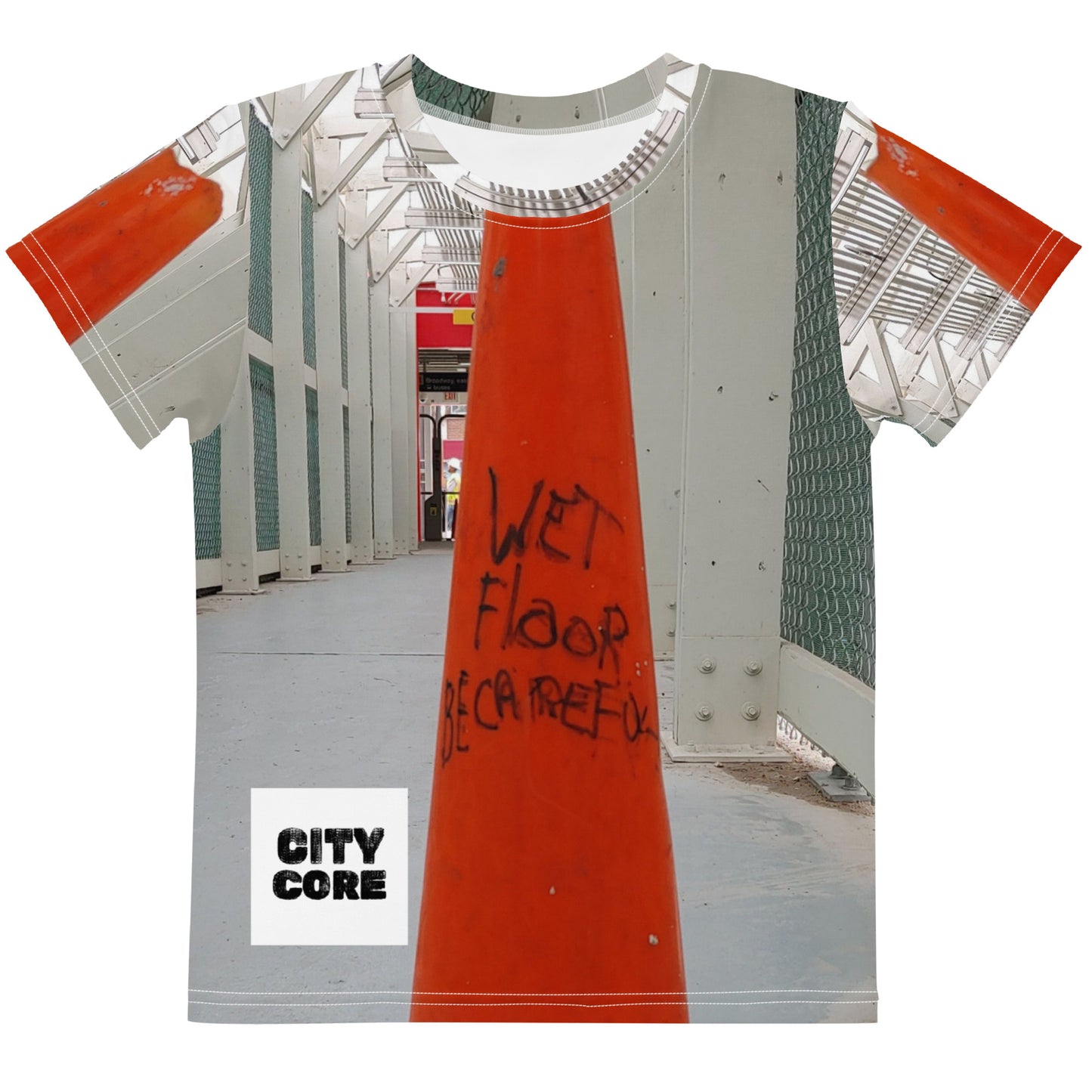 wet floor kids t-shirt.