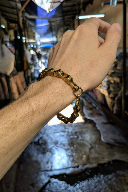 gold bike chain bracelet